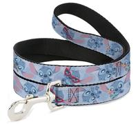 Disney Pet Leash, Dog Leash, Chibi Stitch Poses Close Up Baby Blue, 4 Feet Long 1.0 Inch Wide