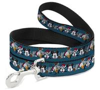Disney Pet Leash, Dog Leash, Christmas Holiday Donald Goofy and Mickey with Pine Cone Blue, 6 Feet Long 1.5 Inch Wide