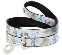 Disney Pet Leash, Dog Leash, Cinderella Pumpkin Coach and Mice Pose with Script Blues, 4 Feet Long 1.5 Inch Wide