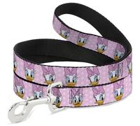 Disney Pet Leash, Dog Leash, Daisy Duck Expressions Dots Pinks, 4 Feet Long 1.5 Inch Wide