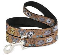 Disney Pet Leash, Dog Leash, Disney Cats and Dogs Faces Orange, 6 Feet Long 1.0 Inch Wide