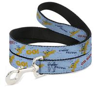 Disney Pet Leash, Dog Leash, Disney Pluto Poses and Quotes Blues Red Yellow, 4 Feet Long 1.5 Inch Wide