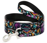 Disney Pet Leash, Dog Leash, Lightyear Mission Patches Collage Black Multi Color, 4 Feet Long 0.5 Inch Wide