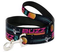 Disney Pet Leash, Dog Leash, Lightyear Mission Patches Collage Black Multi Color, 6 Feet Long 0.5 Inch Wide