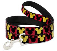 Disney Pet Leash, Dog Leash, Mickey Mouse Expression Blocks White Black Red, 4 Feet Long 0.5 Inch Wide