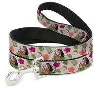 Disney Pet Leash, Dog Leash, Moana Hugging Pua Pose and Tropical Flora Beige, 6 Feet Long 1.0 Inch Wide