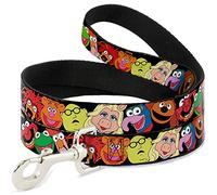 Buckle-Down Pet Leash - Muppets Faces Black - 6 Feet Long - 1.5" Wide