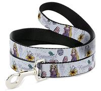 Disney Pet Leash, Dog Leash, Rapunzel Castle and Pascual with Script and Flowers White, 4 Feet Long 0.5 Inch Wide
