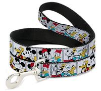 Disney Pet Leash, Dog Leash, Sensational Six Buddy Pose Blocks White Multi Color, 6 Feet Long 0.5 Inch Wide