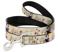 Disney Pet Leash, Dog Leash, Snow White and Seven Dwarfs with Script and Flowers Yellows, 6 Feet Long 0.5 Inch Wide