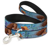 Disney Pet Leash, Dog Leash, The Little Mermaid Live Action Ariel Under The Sea Poses Blue, 4 Feet Long 1.5 Inch Wide