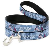 Disney Pet Leash, Dog Leash, Winnie the Pooh Eeyore Text and Expression Close Up Dot Blues, 4 Feet Long 0.5 Inch Wide