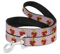 Disney Pet Leash, Dog Leash, Winnie the Pooh Hugging Heart Valentines Day Pose Pink Red, 6 Feet Long 1.0 Inch Wide