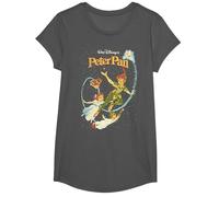 Disney Peter Pan Darling Flight Vintage Graphic Tee T-Shirt, Girls, Asphalt Grey, Small