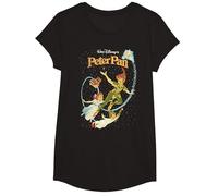 Disney Peter Pan Darling Flight Vintage Graphic Tee T-Shirt, Girls, Black, Medium