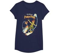 Disney Peter Pan Darling Flight Vintage Graphic Tee T-Shirt, Girls, Navy Blue, X-Small