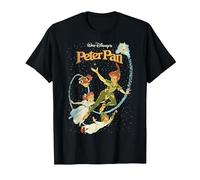 Disney Peter Pan Darling Flight Vintage Graphic Tee T-Shirt, Men, Black, Large