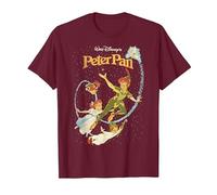 Disney Peter Pan Darling Flight Vintage Graphic Tee T-Shirt, Men, Burgundy, Medium