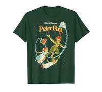 Disney Peter Pan Darling Flight Vintage Graphic Tee T-Shirt, Men, Dark Green, Large