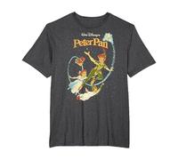 Disney Peter Pan Darling Flight Vintage Graphic Tee T-Shirt, Men's Big and Tall, Dark Heather Grey, 6X Tall