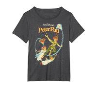 Disney Peter Pan Darling Flight Vintage Graphic Tee T-Shirt, Women's Plus, Dark Heather Grey, 2X