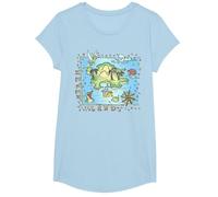 Disney Peter Pan Never Land Map Vintage Poster T-Shirt, Girls, Baby Blue, Large