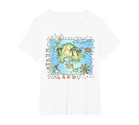Disney Peter Pan Never Land Map Vintage Poster T-Shirt, Women's Plus, White, 2X