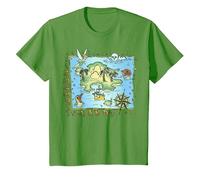 Disney Peter Pan Never Land Map Vintage Poster T-Shirt, Youth, Grass Green, X-Small