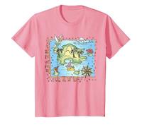 Disney Peter Pan Never Land Map Vintage Poster T-Shirt, Youth, Pink, Small