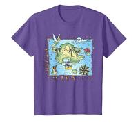 Disney Peter Pan Never Land Map Vintage Poster T-Shirt, Youth, Purple Heather, Small