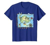 Disney Peter Pan Never Land Map Vintage Poster T-Shirt, Youth, Royal Blue, Medium