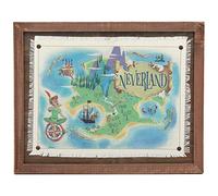 Disney Peter Pan Neverland Map Framed Wood Wall Decor - Vintage Peter Pan Wall Art for Home Decorating