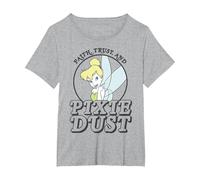 Disney Peter Pan Tinker Bell Faith Trust And Pixie Dust T-Shirt, Women's Plus, Heather Grey, 5X