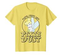 Disney Peter Pan Tinker Bell Faith Trust And Pixie Dust T-Shirt, Youth, Lemon Yellow, Small