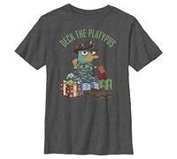 Disney Phineas and Ferb Deck The Platypus Boys T-Shirt, Charcoal Heather, X-Large