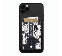 Disney Phone Wallet Stick On- Cell Phone Wallet Card Holder Stick On- Adhesive iPhone Holder Grip with Built in Finger Strap- Doubles as a Kick Stand for Your Phone (Mickey Faces- Black)