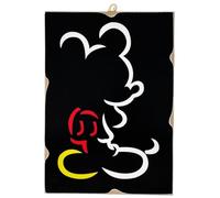 Disney Picture Series Cartoon Mickey Mouse Silhouette on Black Background Print on Wood 25 x 18 cm