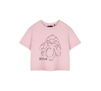 Disney Pink Linear Cropped Short Sleeved T-Shirt Womens