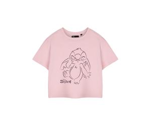 Disney Pink Linear Cropped Short Sleeved T-Shirt Womens