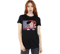 Disney Women's Pinocchio Nose Still Cotton Boyfriend T-Shirt in Black | Size: 4XL Disney Black 4XL