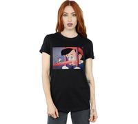 Disney Pinocchio Nose Still Cotton Boyfriend T-Shirt In Black Black M