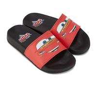Disney Pixar Cars Boys' Slide Sandals - Lightning McQueen Shoes - Lightning McQueen, Toe Mater, Doc Hudson and Sally Carrera Slides, black red, 11 Big Kid