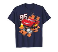 Disney Pixar Cars Lightning McQueen 95 Portrait T-Shirt, Men, Navy Blue, Large
