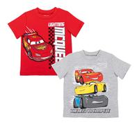 Disney Pixar Cars Lightning McQueen Big Boys 2 Pack T-Shirts Gray/Red 10-12