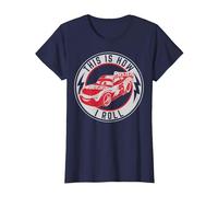 Disney Pixar Cars Lightning McQueen How I Roll T-Shirt, Women, Navy Blue, Medium