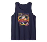 Disney Pixar Cars Lightning McQueen Vintage Race Tank Top, Men, Navy Blue, Small