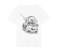 Disney Pixar Cars Mater Illustrated Line Art T-Shirt, Women's Plus, White, 6X