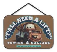 Disney Pixar Cars Mater Y’all Need a Lift? Hanging Wood Sign - Fun Radiator Springs Wall Decor for Home or Garage
