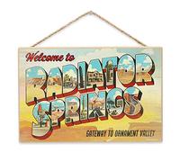 Disney Pixar Cars Welcome to Radiator Springs Hanging Wood Wall Decor - Fun Cars Sign for Kids' Bedroom or Play Room