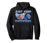 Disney Pixar Finding Dory Just Keep Swimming Watercolor Text Pullover Hoodie